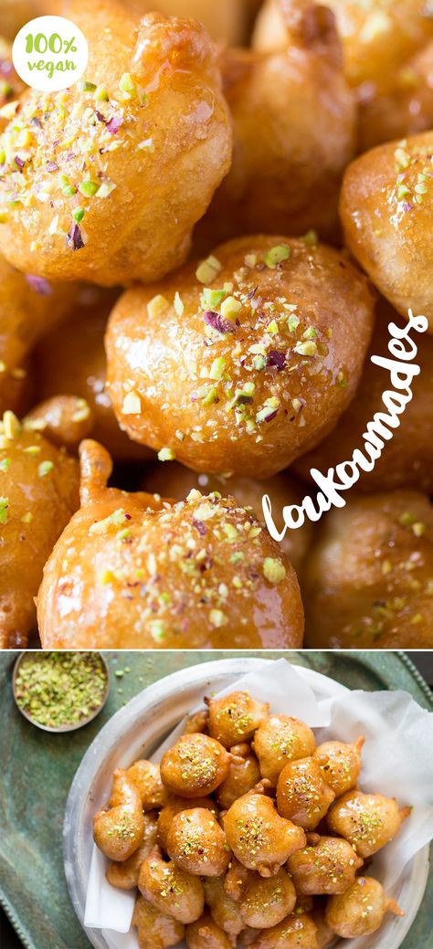 Loukoumades Recipe Easy, Vegan Greek Desserts, Loukamades Recipe, Greek Loukoumades Recipe, Greek Loukoumades, Munchkins Recipe, Loukoumades Recipe, Biscuits Sandwich, Vegan Greek Recipes