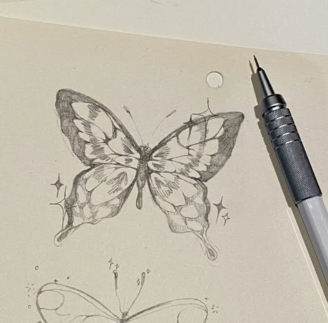 Pastel Impressionism, Drawing Butterfly, Drawing Journal, Sketchbook Drawings, Butterfly Drawing, Arte Sketchbook, Hand Art, Art Tutorials Drawing, Book Art Drawings