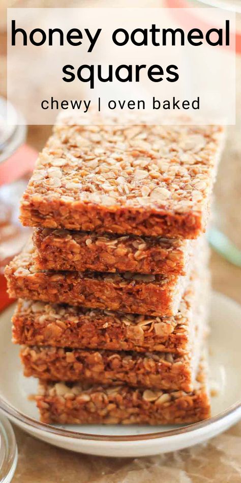 Honey Oatmeal Bars, Homemade Oatmeal Bars, Oatmeal Squares, No Bake Oatmeal Bars, Homemade Oatmeal, Oats And Honey, Lost 100 Pounds, Oatmeal Bars, Honey Oatmeal