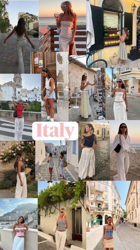 Sicily Italy Outfits, Rome Italy Outfits, Studying Abroad In Italy Aesthetic, Study Abroad Rome, Italy Girls Trip Aesthetic, Studying Abroad In Italy, European Travel Outfit, Rome Outfits, Italian Summer Outfits