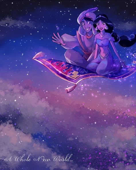 Disney Jasmine, Aladdin And Jasmine, Disney Fanatic, Whole New World, Disney Couples, Disney Aladdin, Disney Princess Art, Disney Lover, Disney Kids