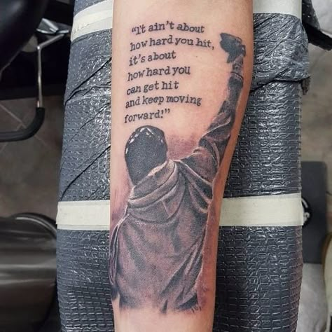 Rocky Balboa Tattoo Ideas, Rocky Balboa Tattoo, Trippy Tattoo Designs, Rocky Tattoo, Meaning Full Tattoos, Herren Hand Tattoos, Fighter Tattoo, Holy Spirit Tattoo, Family Tattoos For Men