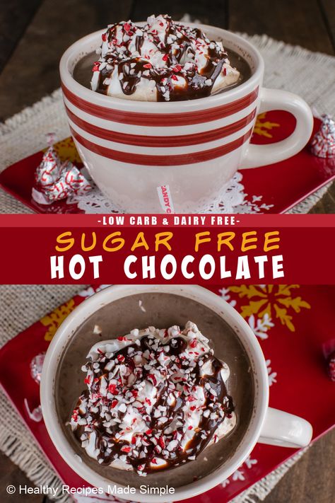 Skip those store bought packets! This sugar free hot chocolate is easy to make, is rich and creamy, and is low in carbs. Enjoy this easy hot cocoa recipe when it is cold outside or when you are craving chocolate. Easy Hot Cocoa Recipe, Easy Hot Cocoa, Unique Hot Chocolate, Sugar Free Hot Chocolate, Cocoa Powder Recipes, Craving Chocolate, Hot Chocolate Mix Recipe, Best Chocolate Desserts, Hot Cocoa Recipe