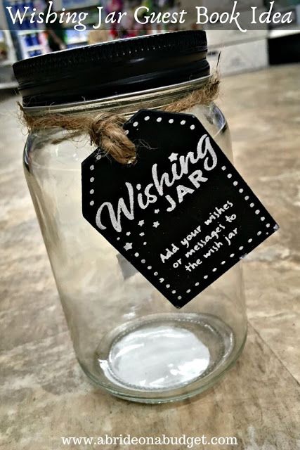 This Wishing Jar Guest Book idea is a really great way to get a bit of wisdom from your wedding guests. Find out how to make one at www.abrideonabudget.com. Wishing Jar Ideas, Wish Jar Wedding, Wish Jar Ideas Messages, Wish Jars Ideas, Wish Jar Ideas, Wish Jar, Wedding Advice Box, Lilac Wedding Bouquet, Rustic Style Wedding