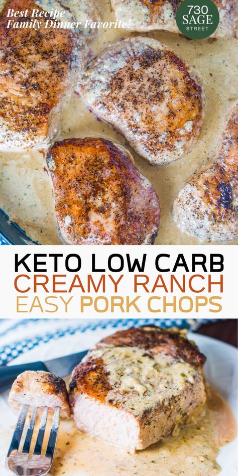 Creamy Ranch Pork Chops, Low Carb Pork Chops, Keto Pork Chops, Ranch Pork Chops, Low Carb Pork, Easy Pork Chops, Creamy Ranch, Boiled Egg Diet Plan, Easy Pork