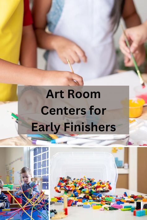 Our students have different paces when completing art. But what to do with those who are done early. Check out the fun, creative, and skill oriented centers to enrich your classroom curriculum. Art Centers For Elementary, Teaching Art Elementary, Art Centers, Art Assignments, Classroom Centers, Elementary Art Projects, Teaching Style, Teaching Middle School, Early Finishers