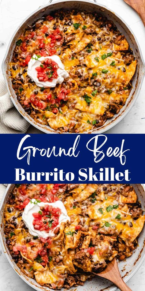 Ground Beef Burrito Skillet, Beef Burrito Skillet Recipe, Low Carb Burritos Ground Beef, Ground Beef Scramble, Hamburger Meat Burrito Recipes, Scrambled Hamburger Recipes Ground Beef, Easy Ground Beef Recipes Dairy Free, Keto Wet Burrito Recipe, Meal Prep Ground Beef Recipes