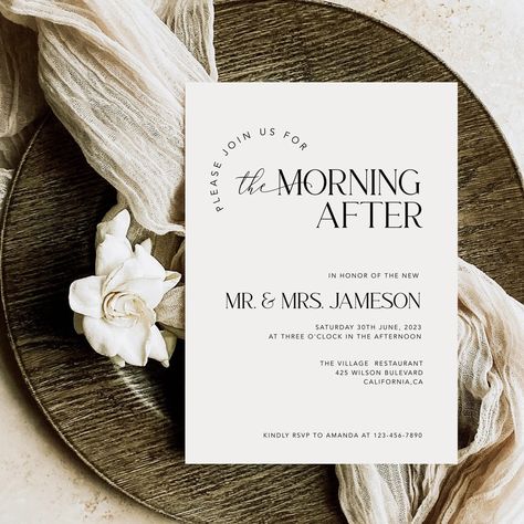 This Invitation Templates item by BestCelebrations has 45 favorites from Etsy shoppers. Ships from United States. Listed on 20 Aug, 2023 After Wedding Brunch Invitations, Day After Wedding Brunch Invitation, Brunch After Wedding, Morning After Wedding Brunch, Wedding Brunch Invitation, Post Wedding Brunch Invitations, Minimal Invitation, Post Wedding Brunch, Breakfast Brunch Party