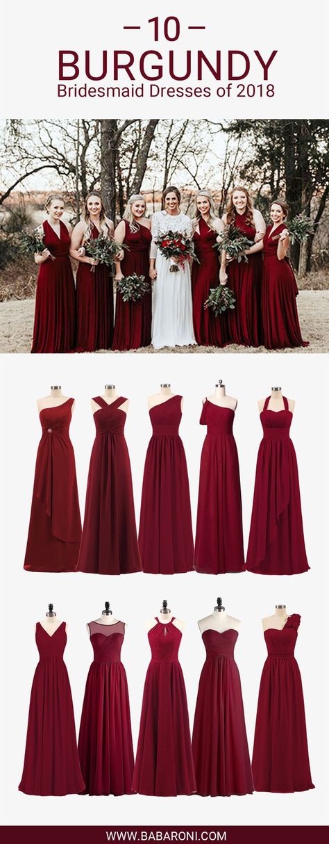 Popular Bridesmaid Dresses, Winter Bridesmaids, Bridesmaid Dresses 2018, Winter Bridesmaid Dresses, Fall Bridesmaids, Fall Bridesmaid Dresses, Winter Wedding Colors, Beautiful Bridesmaid Dresses, Burgundy Bridesmaid