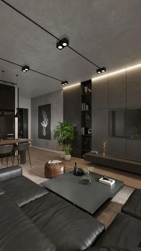 Living Room Designs Modern, Dark Interior Design, Modern Luxury Living Room, Modern Apartment Living Room, Condo Interior Design, Dark Living Rooms, Condo Interior, Condo Design, Luxury Living Room Design