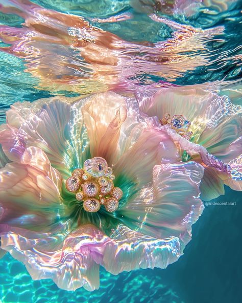 𝖀𝖓𝖉𝖊𝖗 𝖙𝖍𝖊 𝖘𝖊𝖆 🌊🌸🌼 #UnderTheSea #IridescentFlowers #IridescentAIArt #Iridescent #IridescentArt #Ocean #SummerVibes #SummerVibes #SummerMood Sea With Flowers, Reflective Photography, Under The Sea Background, Brain Storming, Under Sea, Under The Ocean, Nice Photos, Sea Design, Mermaid Fashion