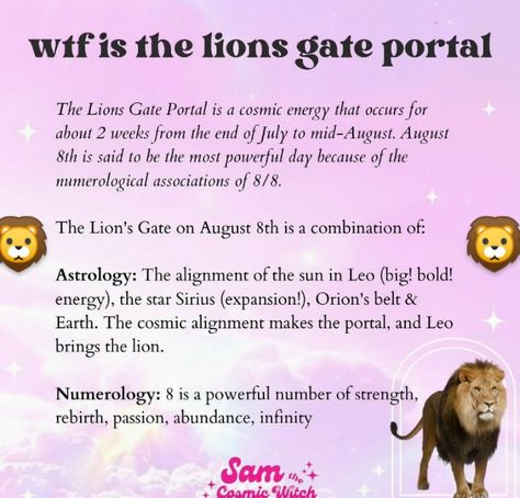 888 Lions Gate, 888 Lions Gate Portal 2024, 88 Lions Gate Portal, Lions Gate Portal Ritual, Lions Gate Portal Affirmations, Orion's Belt, Goddess Symbols, Dolphin Art, Life Guide