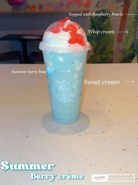 Starbucks Order Ideas, Stitch Starbucks Drink, Blue Starbucks Drink Recipe, Fruity Starbucks Drinks Orders, Custom Starbucks Drinks, Starbucks Smoothie, Starbucks Copycat Recipes Drinks, Starbies Drinks, Starbucks Drink Menu