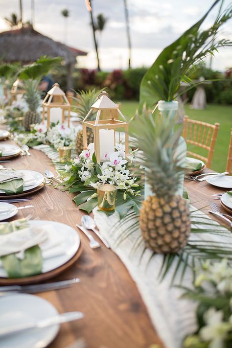 CHRIS J. EVANS - Southern California wedding photographer. Where fashion, nature and weddings collide. Marriage Renewal, Hawaiian Wedding Themes, Island Night, Polynesian Wedding, Pineapple Centerpiece, Pineapple Wedding, Tropical Wedding Theme, Tropical Wedding Decor, Tropical Wedding Inspiration