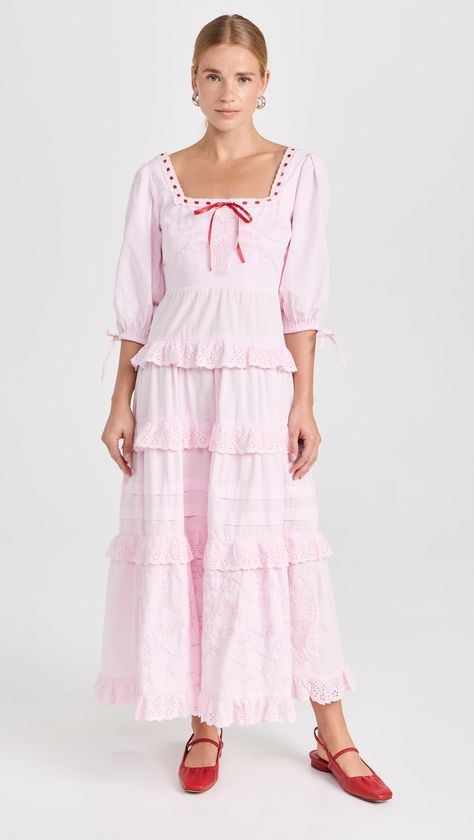 Damson Madder Rebecca Bow Back Dress | Shopbop Nice Outfits Dressy, Madness Clothing, Pink Flowy Dress, Damson Madder, Bow Back Dress, Embroidery Square, Mad Women, Church Dresses, Womens Fashion Inspiration