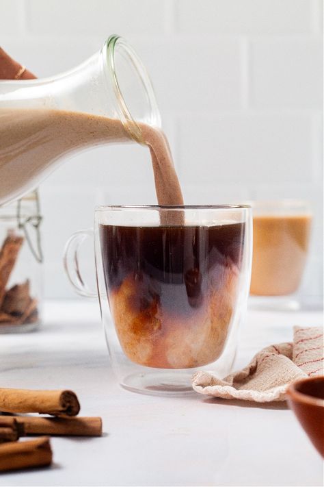 Cinnamon Roll Coffee Creamer Cinnamon Roll Coffee Creamer, Cinnamon Roll Coffee, Healthy Coffee Creamer, Thyroid Recipes, Cinnamon Apple Chips, Flavored Coffee Creamer, Real Food Diet, Homemade Coffee Creamer, Coffee Creamers