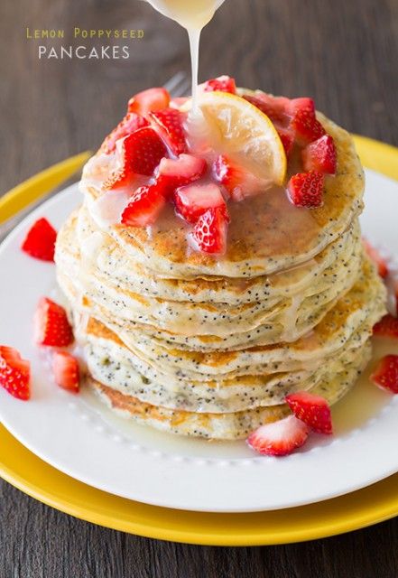 Poppyseed Pancakes, Lemon Poppyseed Pancakes, Lemon Syrup, What's For Breakfast, Lemon Poppyseed, Cooking Classy, Lemon Cream, Pancakes And Waffles, Breakfast Dishes