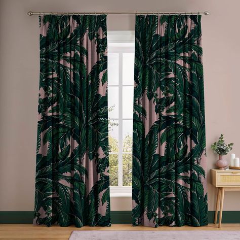 Pearl Curtains, Emerald Curtains, Sage Curtains, Blush Curtains, Tropical Curtains, Green Sofa Living Room, Teal Curtains, Neutral Curtains, Green Palm Leaves