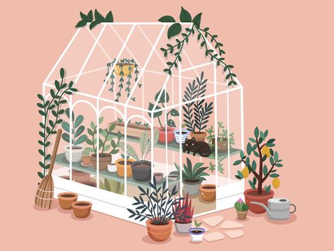 Playroom Wallpaper, House Illustration, Plant Painting, Plant Illustration, Green House, Plant Art, Wallpaper Mural, Kid Spaces, Book Illustration