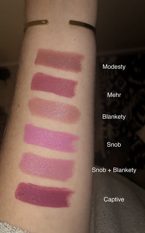 Popular Mac Shades- Modesty, Mehr, Blankety, etc Mac Lipstick Modesty, Mac Captive Lipstick, Mac Lipstick Snob, Mac Blankety Lipstick, Mac Captive, Mac Blankety, Mac Modesty Lipstick, Mac Swatches, Mac Modesty