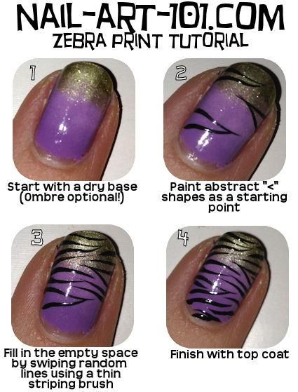 Fait en rose √ Zebra Nail Designs, Zebra Nail Art, Nailart Tutorial, Print Nail Art, Zebra Print Nails, Zebra Nails, Nail Art Gel, Nagel Tips, Print Nails