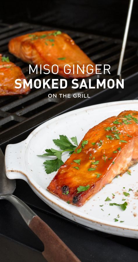 Grilled Miso Salmon, Asian Smoked Salmon, Salmon On The Grill, Miso Salmon Recipe, Best Smoked Salmon, Ginger Miso, Ginger Salmon, Miso Salmon, Cooking Gift