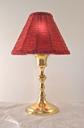 Rent A Brass Mini Lamp with Red Beaded Shade Red Lamps, Maroon Lamp, Corporate Event Centerpieces, Restaurant Table Lamp, Wedding Table Lighting, Red And Gold Lamp, Lodge Lighting, Banquet Lamp, Specialty Candles