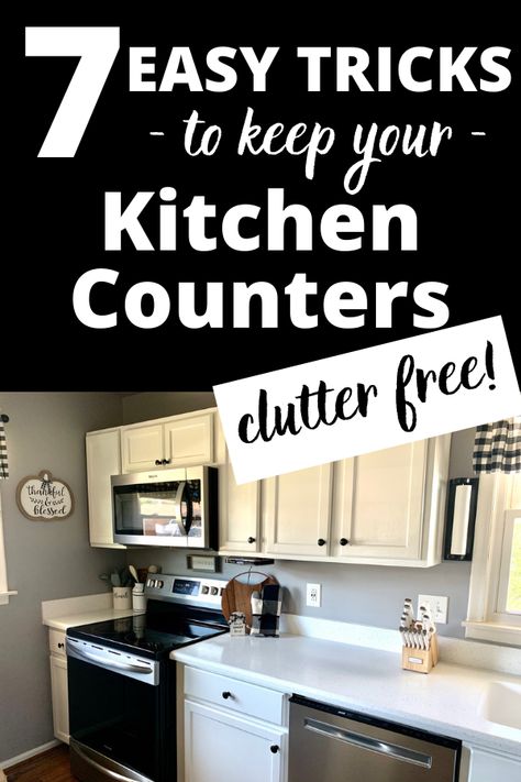 Kitchen Clutter Organization, Kitchen Organization Countertops, Clean Countertops, Counter Clutter, Clear The Clutter, Clutter Free Kitchen, Kitchen Counter Organization, Clean Mama, Declutter Kitchen