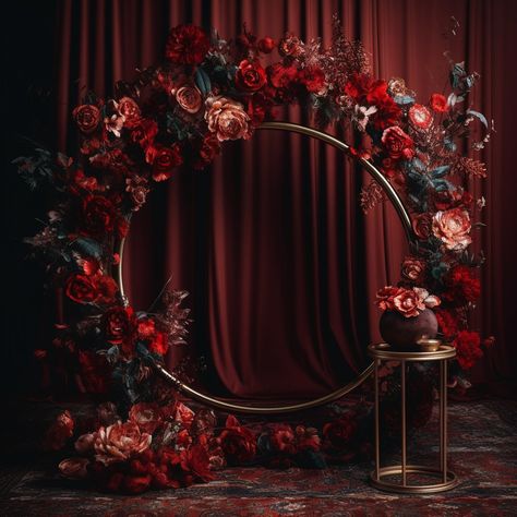 Floral Ring Backdrop, Moody Backdrop, Ring Backdrop, Shaadi Decor, Backdrop Floral, Americana Aesthetic, Floral Room, Background Ideas, Studio Backdrops