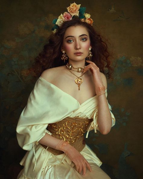 @irenerudnykphoto on Instagram: “If you have watched my BTS video on YouTube, then you know that the background of this picture is actually edited in. Today I am working on…” Greek Goddess Photoshoot, Irene Rudnyk, Painter Photography, Art Nouveau Fashion, Spring Portraits, Paint Photography, Model Inspo, Fashion Photography Poses, Photoshoot Concept