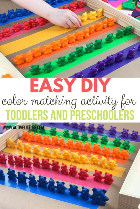 Easy DIY Color Activity for Toddlers and Preschoolers - Active Littles Preschool Color Sorting, Diy Manipulatives Preschool, A Color Of His Own Activities Preschool, Color Theme Crafts Preschool, Color Popsicle Stick Activity, Toddler Family Activities, Color Centers For Preschool, Color Identification Activities, Color Sorting Activities For Toddlers