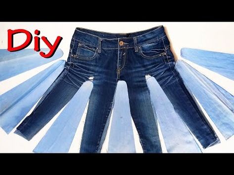 How to diy a skirt from old jeans / Upcycling jeans / Easy sewing skirt / renew old clothes - YouTube Diy Jean Skirt From Jeans Tutorials, Jeans Skirt Diy Upcycling, Jean Skirt Diy Upcycling, Jean Skirt From Old Jeans, How To Turn Jeans Into A Skirt, How To Make A Skirt Out Of Jeans, Diy Jean Skirt From Jeans, Pants To Skirt Diy, Turn Jeans Into Skirt