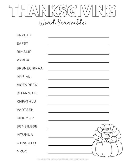 Print this fun and educational Thanksgiving word scramble! It’s the perfect screen-free activity to keep everyone entertained while you prepare the food! Free Printable Thanksgiving Crossword Puzzles, Thanksgiving Word Scramble Free Printable, Thanksgiving Esl Activities, Thanksgiving Printables Free, Thanksgiving Crossword Puzzle, Thanksgiving Word Scramble, Thanksgiving Crossword, Thanksgiving Activity Sheets, Thanksgiving Writing Prompts