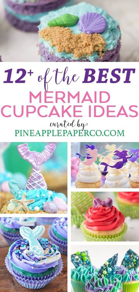 Mermaid Birthday Cake Diy, Mermaid Cupcakes Ideas, Mermaid Theme Cupcakes, Ariel Cupcakes, Mermaid Cupcake Cake, Magical Desserts, Birthday Party Under The Sea, Little Mermaid Cupcakes, Under The Sea Themed Party