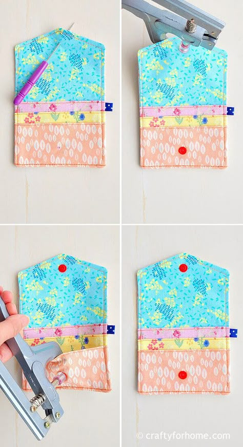 Card Wallet Sewing Tutorial | Crafty For Home Card Holders Wallet, Sew Card Holder, Fabric Wallet Diy, Fabric Wallet Pattern Free, Card Purse Pattern, Phone Wallet Diy, Credit Card Wallet Pattern, Diy Coin Purse Pattern, Diy Leather Card Holder