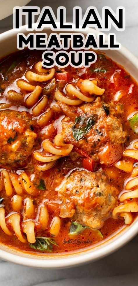 Italian Meatball Soup, Meatball Soup Recipes, Italian Meatball, Meatball Soup, Delicious Soup Recipes, Soup Dinner, Soup And Sandwich, Easy Soups, Easy Soup Recipes