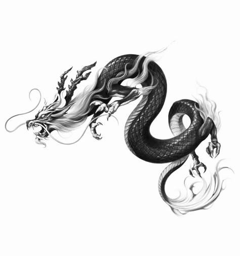 Dragon Tattoo Black, Black Dragon Tattoo, Tattoo Black And Grey, Dragon Tattoo Sketch, Dragon Tattoo Art, Tattoo Dragon, Japanese Dragon Tattoo, Dragon Tattoo For Women, Japanese Dragon Tattoos