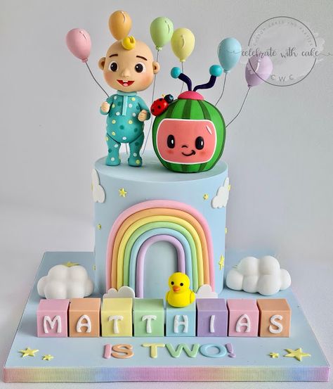 Cocomelon Theme Cupcakes, 2nd Birthday Cake Cocomelon, Cocomelon Pastel Cake, Coconelon Boy Cake, 2 Tier Cocomelon Themed Cake, Cocomelon Cake For Boys, Birthday Cake For Baby Girl 2nd, Baby Boy Birthday Cake 2nd, Cake Cocomelon Theme