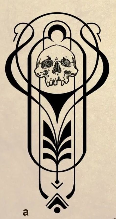 Art Nouveau Skeleton, Spooky Art Nouveau, Art Nouveau Halloween, Art Nouveau Skull, Art Neauveau Tattoos, Art Deco Tattoos, Art Deco Tattoo Woman, Art Nouveau Tattoo Design, Gothic Art Nouveau