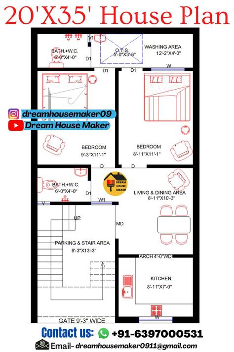 indian home design 20×35 House Plan, 20x35 House Plans, Sector 17, House Plan Design, North Facing House, Plot Plan, Jamun Recipe, 2bhk House Plan, Small House Elevation