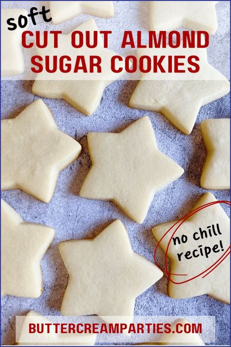 Cut Out Sugar Cookies With Almond Extract, Cut Out Cookie Recipe No Chill, Sugar Cookies Without Almond Extract, Sugar Cookies Almond Extract, Easy Sugar Cookie Recipe With Almond Extract, Cookie Dough For Cutout Cookies, Sugar Cookie Recipe Almond Extract, Sugar Cookie Almond Extract, Almond Cutout Cookies