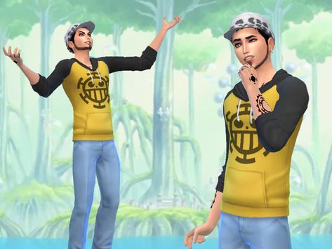 Sims 4 Trafalgar Law Cc, Zoro Sims 4 Cc, Sims 4 Cc One Piece Anime, One Piece Sims 4 Cc, One Piece Sims 4, Sims 4 One Piece, Trafalgar Law Cosplay, Law Cosplay, Snow White Shirt