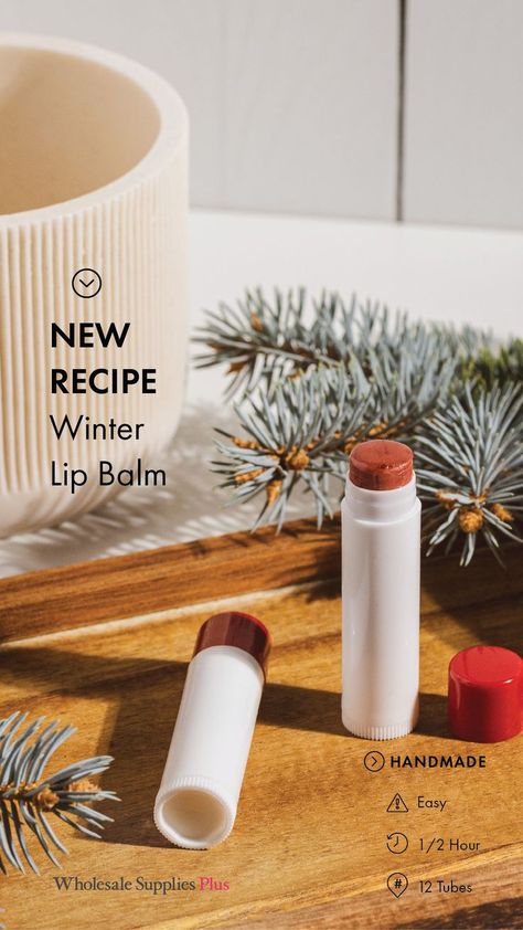 HOW TO MAKE: Winter Lip Balm The cold winter air can take a toll on your lips! This highly nourishing lip balm goes on clear and provides long-lasting moisture making the perfect gift for anyone who spends time in the cold. The recipe is easily customizable by simply swapping out the flavor oil and color to your preference. Holiday Lip Balm, Winter Lip Balm, Lip Gloss Recipe, Lip Balm Recipe, Diy Lip Balm Recipes, Balm Recipe, Fall Lips, Winter Lips, Holiday Lip