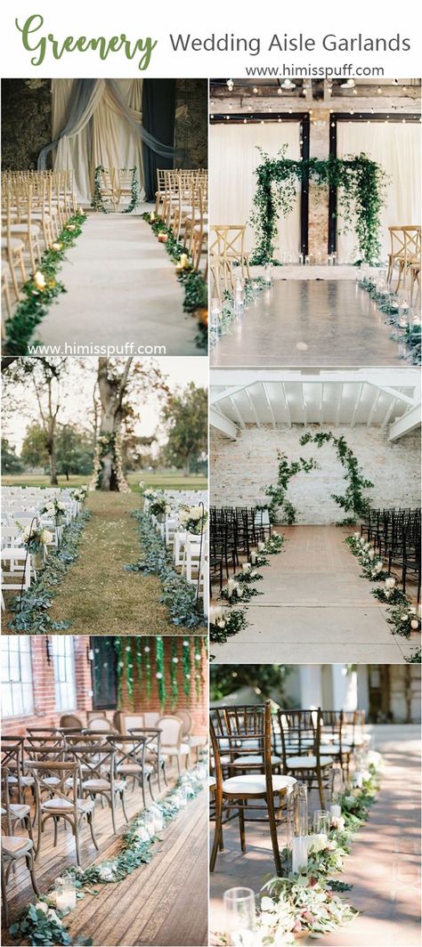 greenery wedding color ideas - greenery wedding garland aisle decoration ideas  #weddings #weddingcolors #weddingideas #springwedding #himisspuff #neutral #greenery #greeneryweddings Aisle Decorations, Garland Wedding Decor, Arch Ideas, Wedding Isles, Greenery Wedding Decor, Wedding Color Ideas, Trending Wedding, Church Wedding Decorations, Wedding Garland