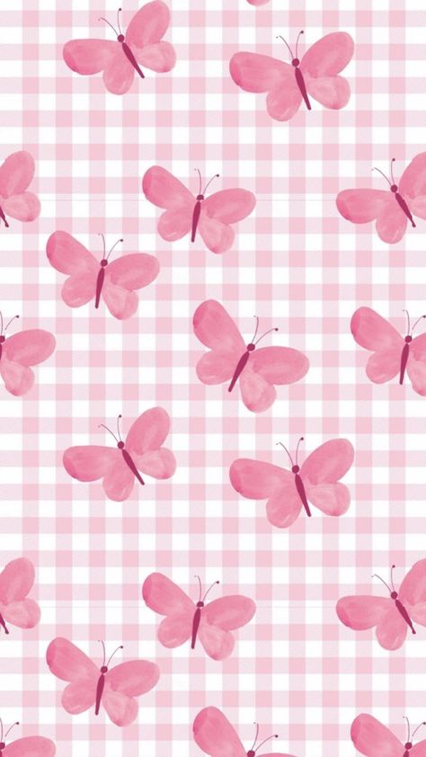 Pink Gingham Wallpaper, Coquette Aesthetic Wallpaper, Gingham Wallpaper, Wallpaper Butterfly, Love Pink Wallpaper, Cute Summer Wallpapers, Spring Wallpaper, Pink Gingham, Iphone Background Wallpaper