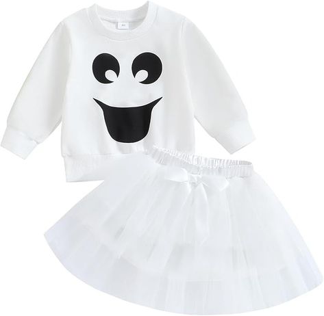 Amazon.com: Bonangber Baby Girl Halloween Outfit Baby Ghost Costume Grimace Print Sweatshirt with Tutu Skirt Halloween Costumes(A-White,18-24 Months) : Clothing, Shoes & Jewelry Baby Ghost Costume, Toddler Ghost Costume, Baby Girl Halloween Costume, Halloween Costume Toddler Girl, Toddler Girl Halloween, Ghost Halloween Costume, Girl Halloween Costume