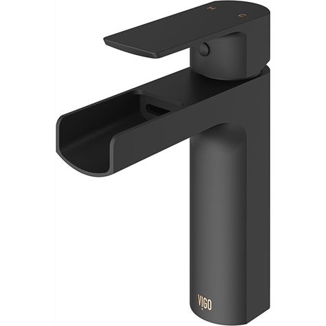 VIGO Ileana Single Hole Single-Handle Bathroom Faucet in Matte Black Contemporary Bathroom Sinks, Black Faucet, Single Handle Bathroom Faucet, Waterfall Faucet, Single Hole Bathroom Faucet, Single Hole Faucet, Lavatory Faucet, Faucet Handles, Bathroom Sinks