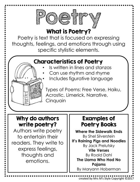 Genre Charts | PDF Genre Anchor Charts, Poetry Anchor Chart, Reading Genre Posters, Literary Activities, Reading Genres, Genre Posters, Classroom Anchor Charts, Poetry Ideas, Teaching Poetry