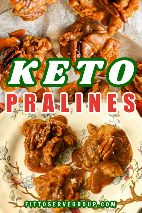 This recipe for keto pecan pralines is a sugar-free version of this classic Southern candy. They are easy to make with just a few ingredients, and so delicious! These low carb pralines are keto-friendly at only 1.6 net carbs per serving. Plus, this sugar-free pralines recipe is done in under 25 minutes making it perfect as a last-minute dessert!  #ketopecanpralines #ketopralines #sugarfreepralines #lowcarbpralines Keto Mini Desserts, Truvia Desserts Easy Recipes, Keto Pecan Pralines, Sugar Free Keto Desserts, Keto Candy Recipes, Truvia Desserts, Keto Pralines, Microwave Pralines Recipe, Low Carb Snacks For Diabetics