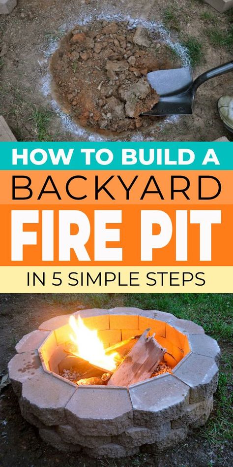 Easy DIY Fire Pit Idea in 5 Simple Steps! • The Garden Glove Dyi Fire Pit, Easy Diy Fire Pit, Block Fire Pit, Homemade Fire Pit, Diy Fire Pit Ideas, Outdoor Fire Pit Area, Pit Bbq, How To Build A Fire Pit, Easy Fire Pit